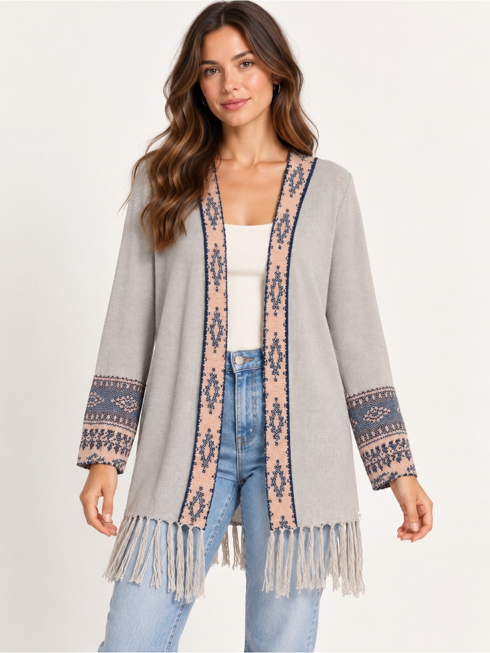 Rip Curl Boho Fringe Knit Cardigan Size Small